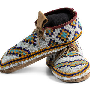 Plains Cree Beaded Hide Moccasins ca 347755