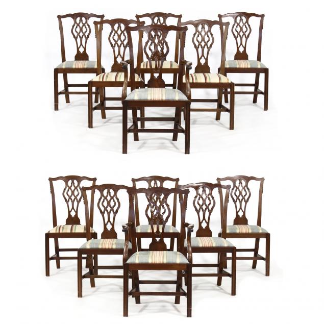 SET OF TWELVE ANTIQUE ENGLISH CHIPPENDALE 3477d4