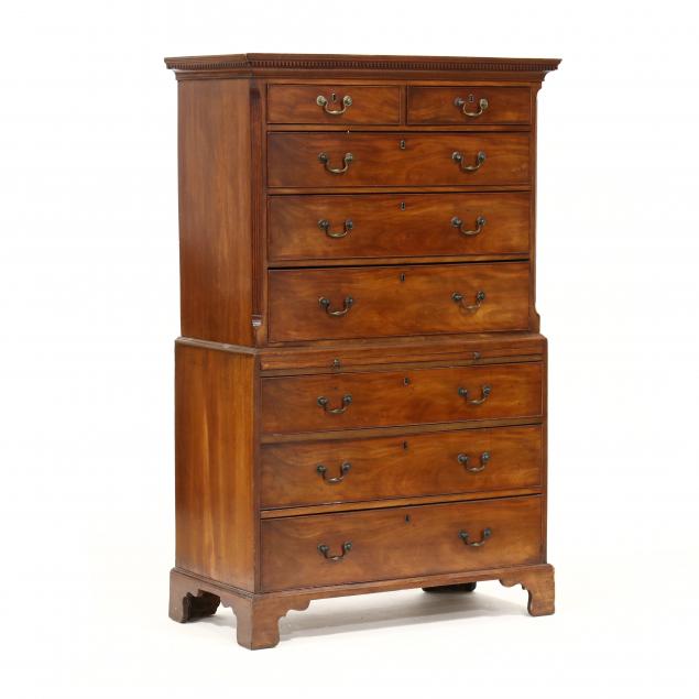 GEORGE III MAHOGANY CHEST ON CHEST 3477db