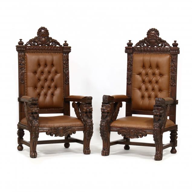 PAIR OF MASSIVE CONTINENTAL CARVED