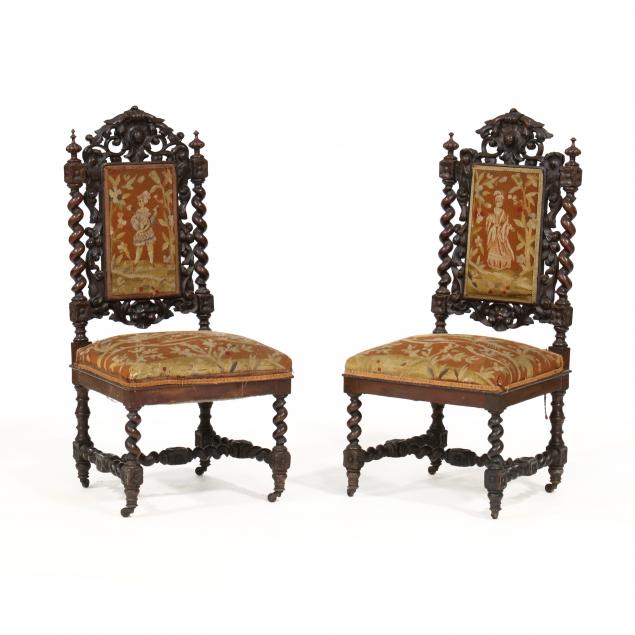 PAIR OF CONTINENTAL CARVED WALNUT 3478db