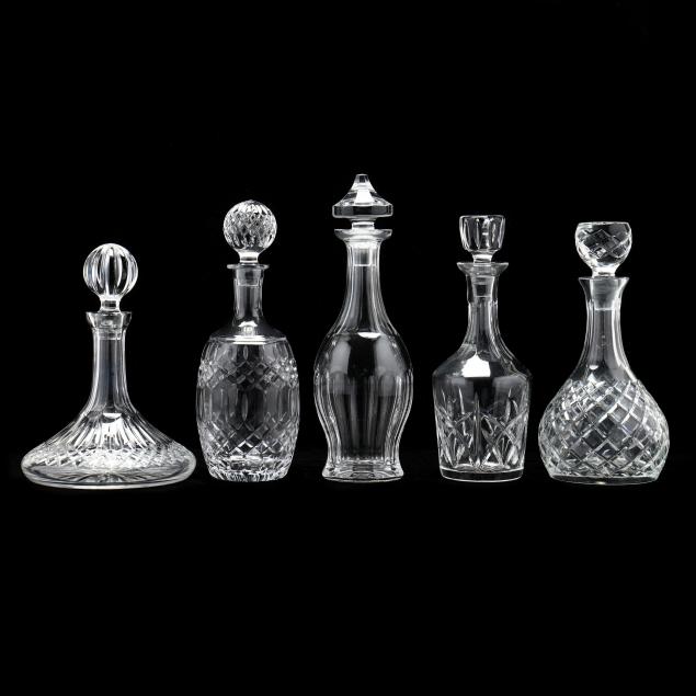 FIVE CRYSTAL DECANTERS Including 3478ee