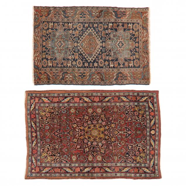 TWO AREA RUGS The first a Karadje,