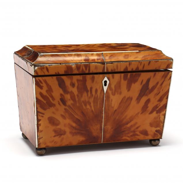 GEORGE III TORTOISE SHELL TEA CADDY 34794d