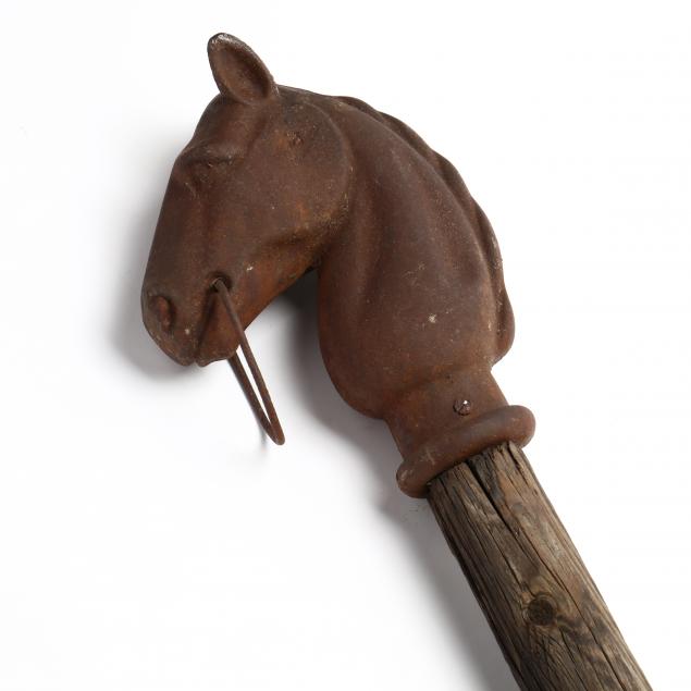 VINTAGE IRON HORSE HEAD HITCHING POST