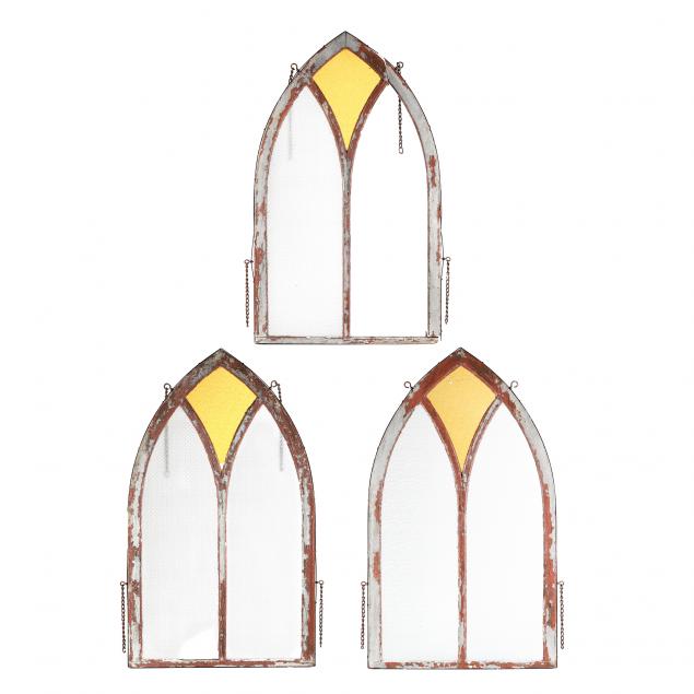 SET OF THREE LARGE GOTHIC ARCHED