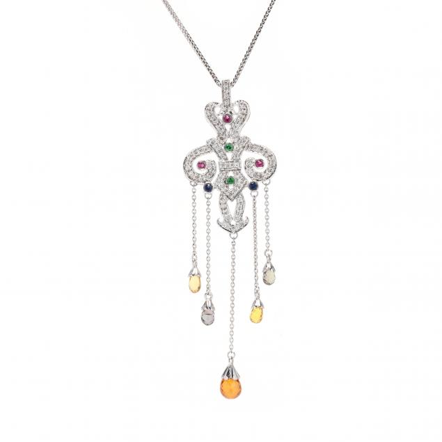 WHITE GOLD AND GEM-SET NECKLACE