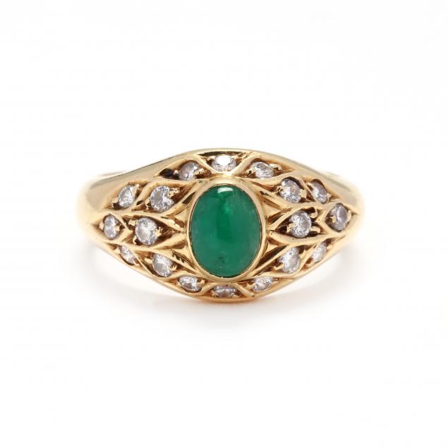 GOLD DIAMOND AND EMERALD RING 3479fe