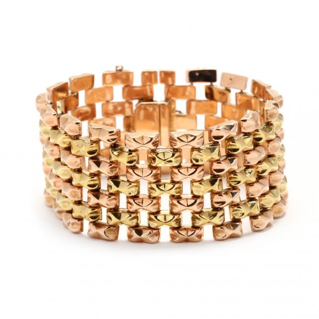 BI-COLOR GOLD BRACELET Wide rose