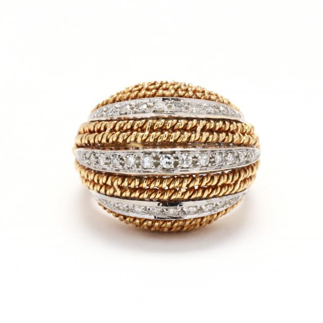 BI-COLOR GOLD AND DIAMOND RING