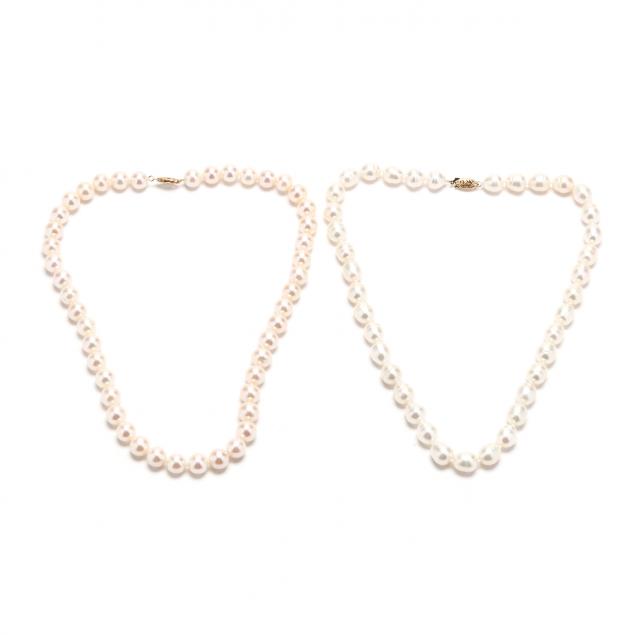 TWO SINGLE STRAND FRESHWATER PEARL 347a21