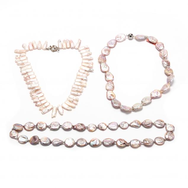 THREE FRESHWATER PEARL NECKLACES