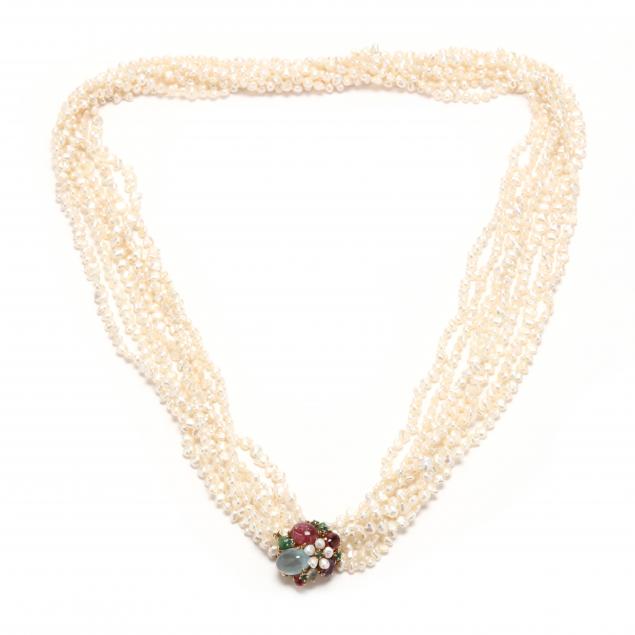 MULTI STRAND KESHI PEARL NECKLACE 347a1d