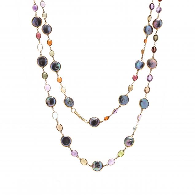 GOLD PEARL AND GEM SET NECKLACE 347a26