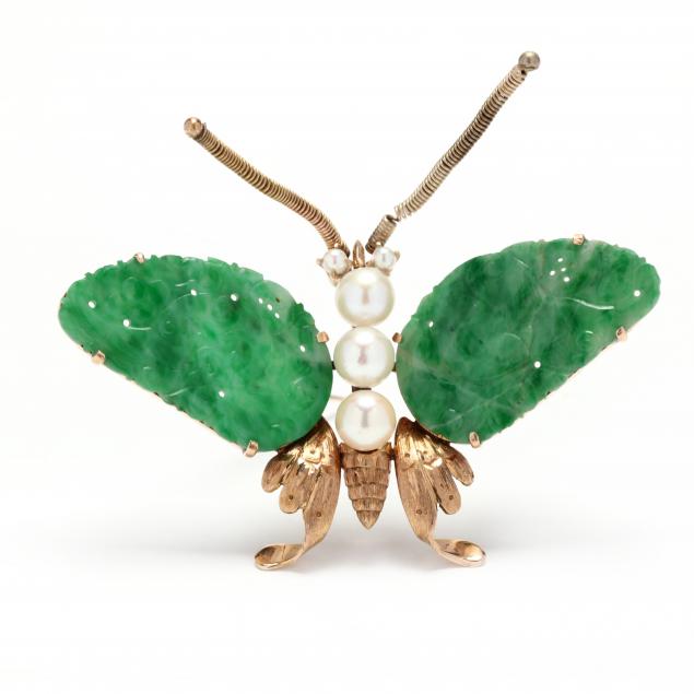 GOLD JADE AND PEARL BUTTERFLY 347a38
