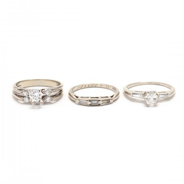 TWO VINTAGE DIAMOND WEDDING SETS The