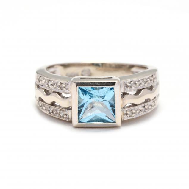 WHITE GOLD BLUE TOPAZ AND DIAMOND 347a5d