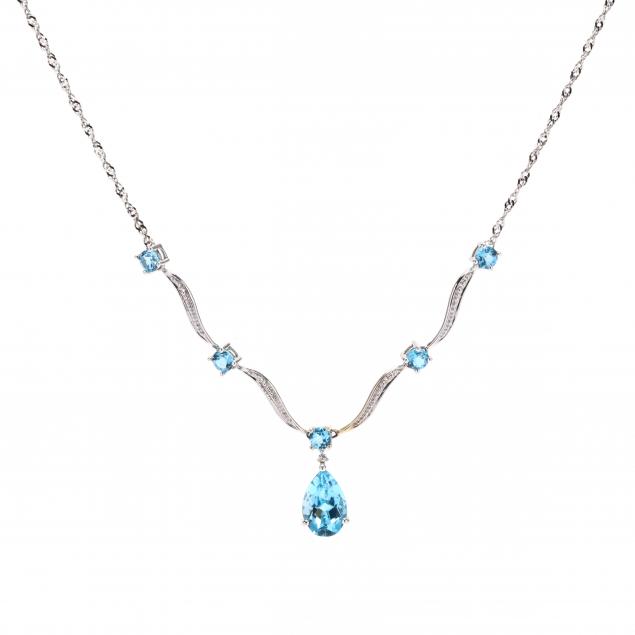 WHITE GOLD AND BLUE TOPAZ NECKLACE 347a5e
