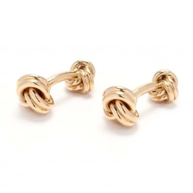 GOLD KNOT MOTIF CUFFLINKS, TIFFANY