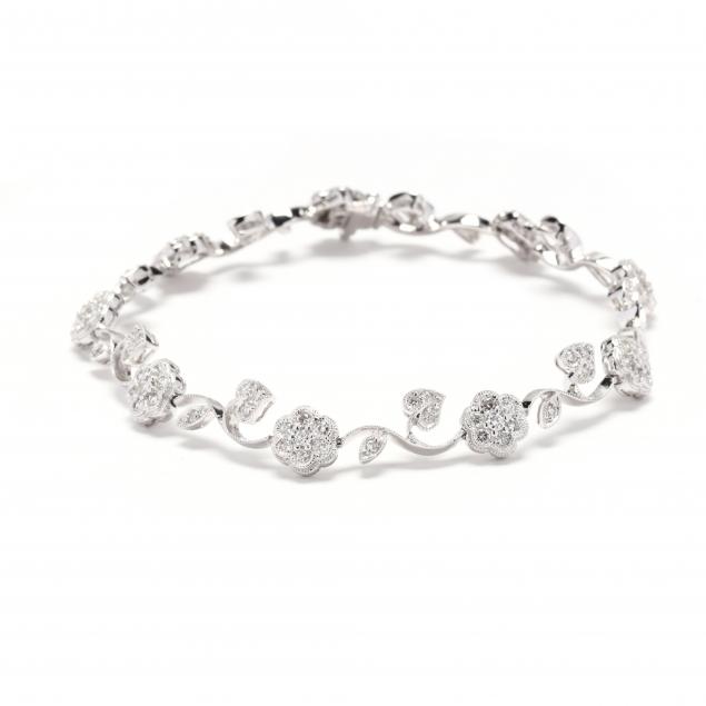 WHITE GOLD AND DIAMOND FLORAL AND