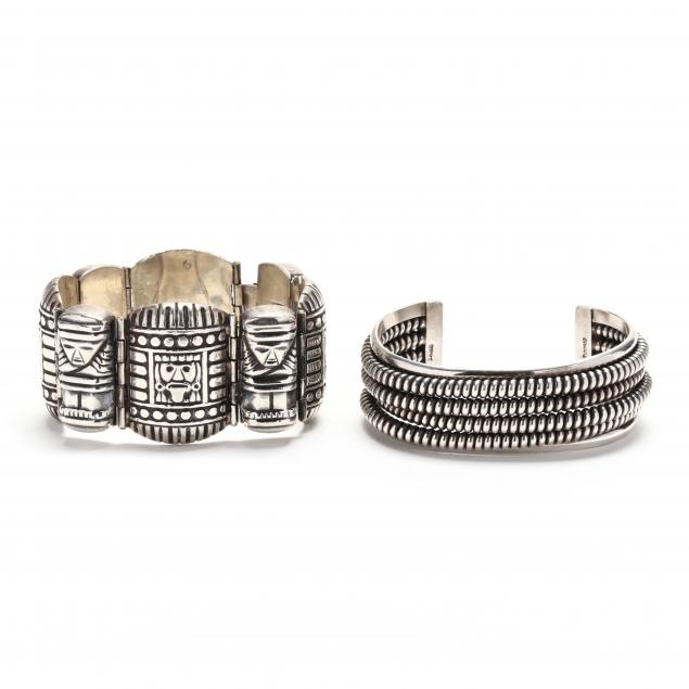 TWO STERLING BRACELETS To include: