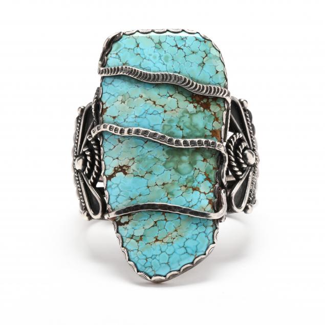 SILVER AND TURQUOISE CUFF BRACELET The