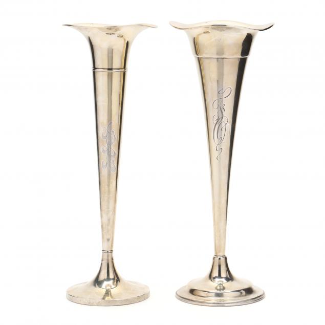 TWO TALL STERLING SILVER TRUMPET