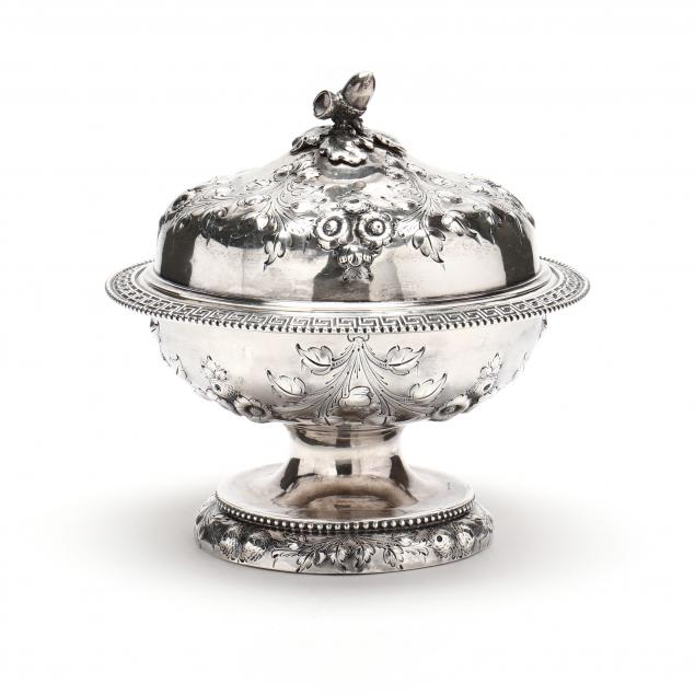 AMERICAN COIN SILVER BUTTER DISH WITH