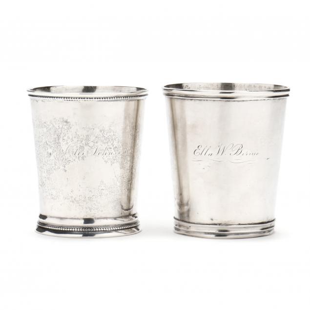 TWO AMERICAN COIN SILVER JULEP CUPS,