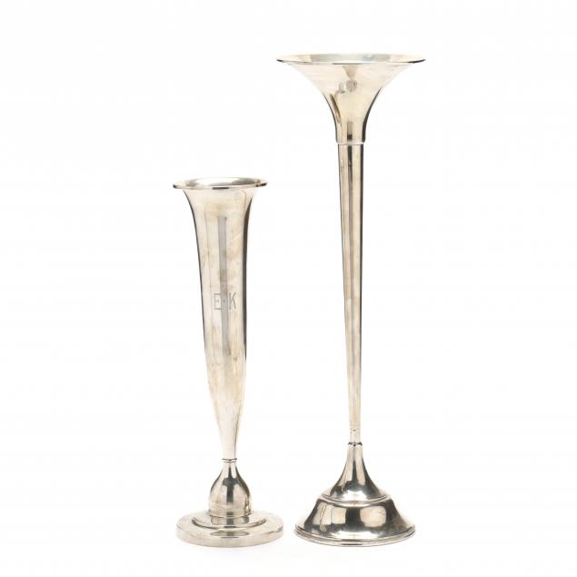 TWO STERLING SILVER TRUMPET VASES 347afc