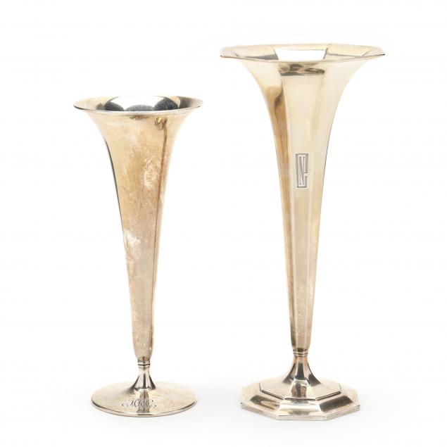 TWO STERLING SILVER BUD VASES BY 347b0d