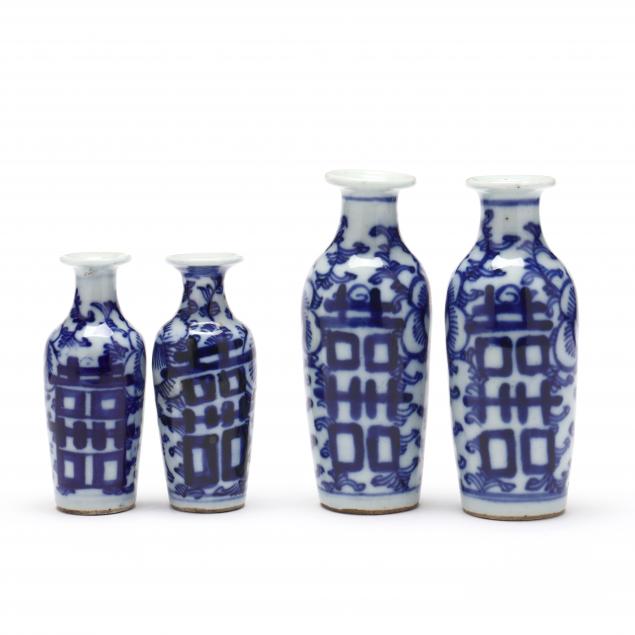 FOUR CHINESE PORCELAIN BLUE AND