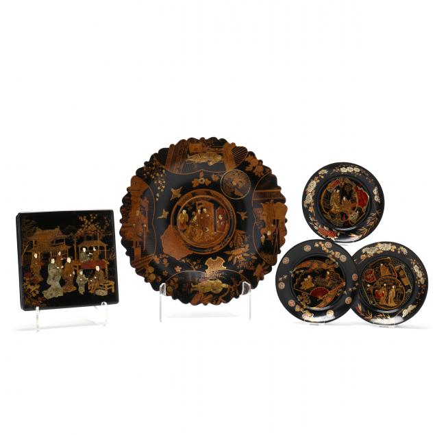 A GROUP OF ASIAN LACQUER DECORATIVE