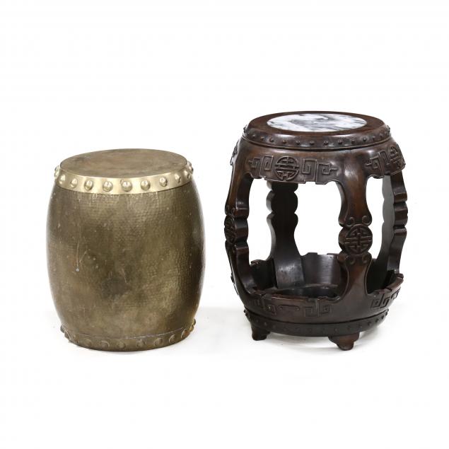 TWO CHINESE GARDEN FORM STOOLS