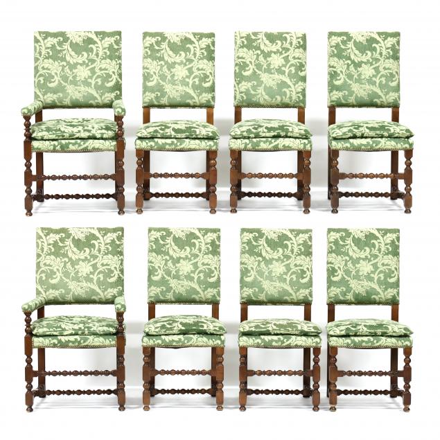 SET OF EIGHT JACOBEAN STYLE DINING CHAIRS