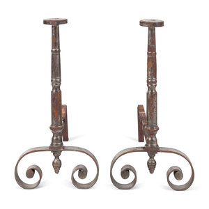 A Pair of English Steel Andirons Early 347c5a