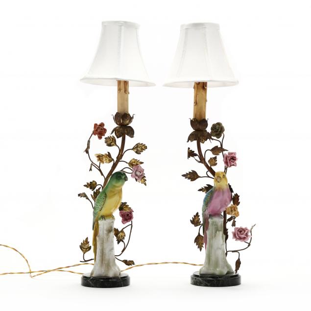 PAIR OF PORCELAIN PARROT AND GILT 347c5d