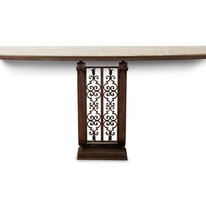 An Art Deco Steel Marble-Top Console