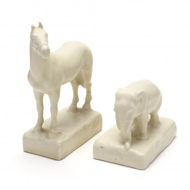 ROOKWOOD HORSE AND ELEPHANT PAPERWEIGHTS