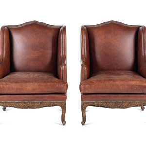 A Pair of R gence Style Leather Upholstered 347c91