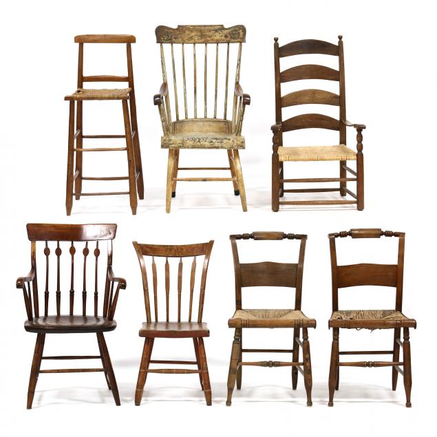 SEVEN ASSORTED ANTIQUE AMERICAN CHAIRS