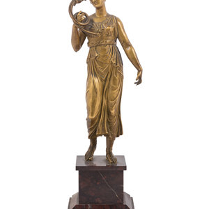 A Continental Gilt Bronze and Marble