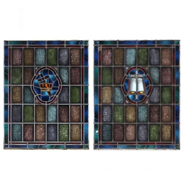 TWO ARCHITECTURALLY SALVAGED STAINED 347d75