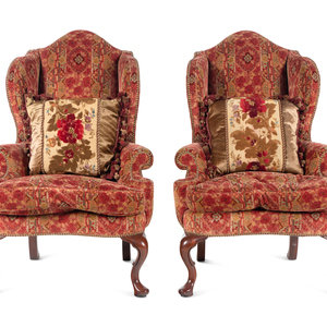 A Pair of Queen Anne Style Upholstered 347d7a