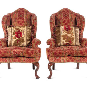 A Pair of Queen Anne Style Upholstered