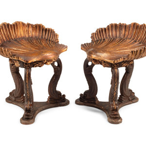 A Pair of Grotto Style Gilt and