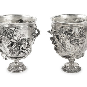 A Pair of Silvered Bronze Chalices 3456f5