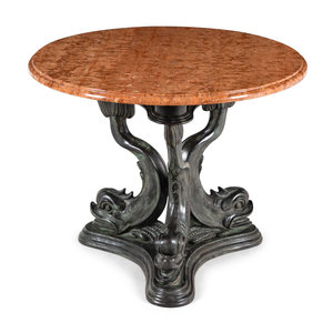 A Continental Bronze Marble-Top