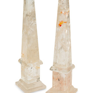 A Pair of Rock Crystal Obelisks 20th 34570c