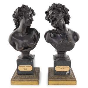 A Pair of Continental Bronze Busts 19th 34570d